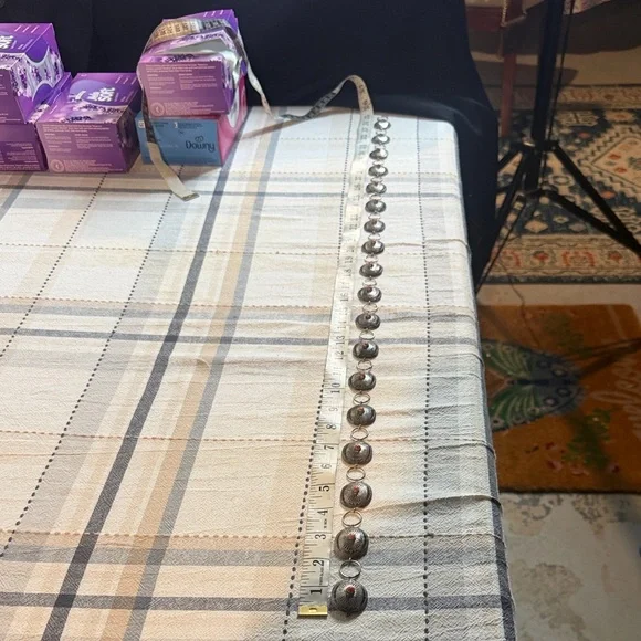 Vintage Sterling Silver Coral Stone Concho Belt . - Picture 10 of 13